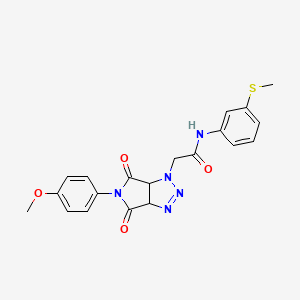 molecular formula C20H19N5O4S B2473137 2-(5-(4-methoxyphenyl)-4,6-dioxo-4,5,6,6a-tetrahydropyrrolo[3,4-d][1,2,3]triazol-1(3aH)-yl)-N-(3-(methylthio)phenyl)acetamide CAS No. 1052614-14-8