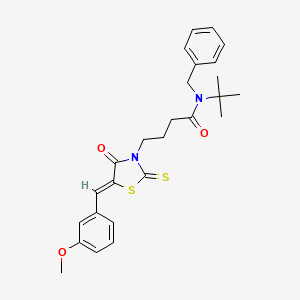 molecular formula C26H30N2O3S2 B2473147 N-benzyl-N-tert-butyl-4-[(5Z)-5-[(3-methoxyphenyl)methylidene]-4-oxo-2-sulfanylidene-1,3-thiazolidin-3-yl]butanamide CAS No. 476668-12-9