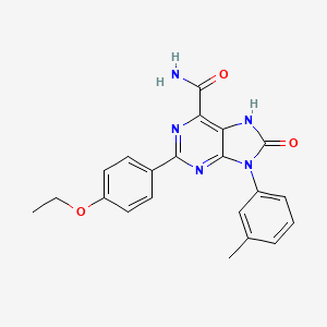 molecular formula C21H19N5O3 B2473155 2-(4-ethoxyphenyl)-9-(3-methylphenyl)-8-oxo-8,9-dihydro-7H-purine-6-carboxamide CAS No. 863501-52-4