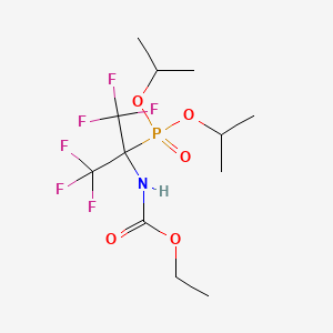 molecular formula C12H20F6NO5P B2473158 ethyl N-[2-di(propan-2-yloxy)phosphoryl-1,1,1,3,3,3-hexafluoropropan-2-yl]carbamate CAS No. 126912-09-2