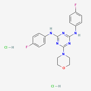 molecular formula C19H20Cl2F2N6O B2473160 N2,N4-bis(4-fluorophenyl)-6-(morpholin-4-yl)-1,3,5-triazine-2,4-diamine dihydrochloride CAS No. 1179386-56-1