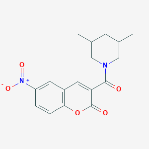 molecular formula C17H18N2O5 B2473163 3-[(3,5-Dimethylpiperidyl)carbonyl]-6-nitrochromen-2-one CAS No. 831208-57-2