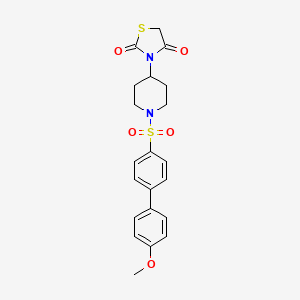 molecular formula C21H22N2O5S2 B2473171 3-(1-((4'-Methoxy-[1,1'-biphenyl]-4-yl)sulfonyl)piperidin-4-yl)thiazolidine-2,4-dione CAS No. 1790201-79-4