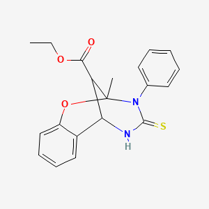 molecular formula C20H20N2O3S B2473174 ethyl 2-methyl-3-phenyl-4-thioxo-3,4,5,6-tetrahydro-2H-2,6-methano-1,3,5-benzoxadiazocine-11-carboxylate CAS No. 1217652-04-4