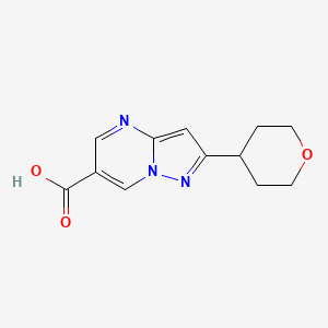 molecular formula C12H13N3O3 B2473183 2-(四氢-2H-吡喃-4-基)吡唑并[1,5-a]嘧啶-6-羧酸 CAS No. 1774905-13-3