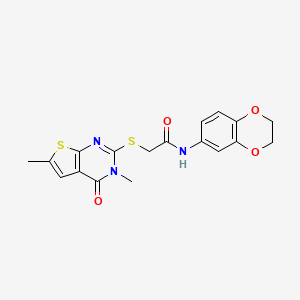N-(2,3-dihydro-1,4-benzodioxin-6-yl)-2-(3,6-dimethyl-4-oxothieno[2,3-d]pyrimidin-2-yl)sulfanylacetamide