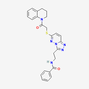 molecular formula C25H24N6O2S B2473188 N-(2-(6-((2-(3,4-二氢喹啉-1(2H)-基)-2-氧代乙基)硫代)-[1,2,4]三唑并[4,3-b]哒嗪-3-基)乙基)苯甲酰胺 CAS No. 872988-30-2