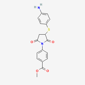 molecular formula C18H16N2O4S B2473194 Methyl 4-{3-[(4-aminophenyl)thio]-2,5-dioxopyrrolidin-1-yl}benzoate CAS No. 913243-66-0