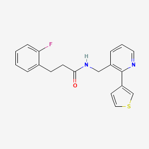 molecular formula C19H17FN2OS B2473205 3-(2-氟苯基)-N-((2-(噻吩-3-基)吡啶-3-基)甲基)丙酰胺 CAS No. 2034344-46-0