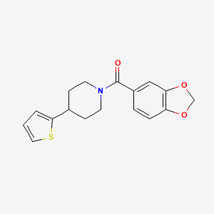 molecular formula C17H17NO3S B2473206 Benzo[d][1,3]dioxol-5-yl(4-(thiophen-2-yl)piperidin-1-yl)methanone CAS No. 1396878-16-2