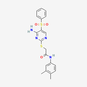2-((4-amino-5-(phenylsulfonyl)pyrimidin-2-yl)thio)-N-(3,4-dimethylphenyl)acetamide