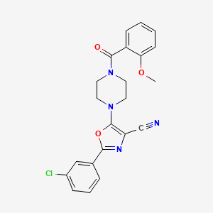 molecular formula C22H19ClN4O3 B2473220 2-(3-Chlorophenyl)-5-(4-(2-methoxybenzoyl)piperazin-1-yl)oxazole-4-carbonitrile CAS No. 903859-44-9