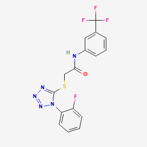 molecular formula C16H11F4N5OS B2473222 2-((1-(2-fluorophenyl)-1H-tetrazol-5-yl)thio)-N-(3-(trifluoromethyl)phenyl)acetamide CAS No. 838883-92-4