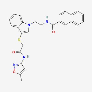 molecular formula C27H24N4O3S B2473224 N-(2-(3-((2-((5-甲基异恶唑-3-基)氨基)-2-氧代乙基)硫代)-1H-吲哚-1-基)乙基)-2-萘酰胺 CAS No. 533865-68-8