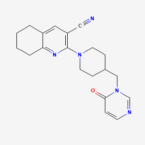 molecular formula C20H23N5O B2473226 2-{4-[(6-Oxo-1,6-dihydropyrimidin-1-yl)methyl]piperidin-1-yl}-5,6,7,8-tetrahydroquinoline-3-carbonitrile CAS No. 2195809-29-9