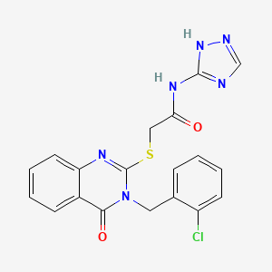 molecular formula C19H15ClN6O2S B2473243 N-(4-chlorobenzyl)-2-(4-methoxybenzyl)-3-methyl-1-oxo-1,2,3,4-tetrahydroisoquinoline-3-carboxamide CAS No. 1116071-31-8