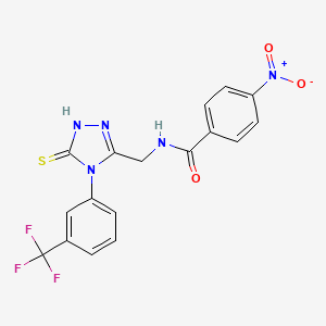 4-nitro-N-[[5-sulfanylidene-4-[3-(trifluoromethyl)phenyl]-1H-1,2,4-triazol-3-yl]methyl]benzamide