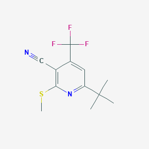 molecular formula C12H13F3N2S B2473251 6-(叔丁基)-2-(甲硫基)-4-(三氟甲基)烟腈 CAS No. 893752-77-7