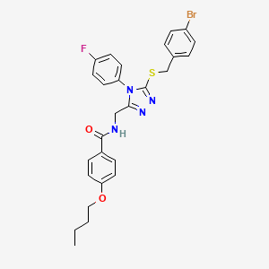 molecular formula C27H26BrFN4O2S B2473259 N-[[5-[(4-bromophenyl)methylsulfanyl]-4-(4-fluorophenyl)-1,2,4-triazol-3-yl]methyl]-4-butoxybenzamide CAS No. 389070-79-5