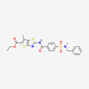 molecular formula C24H23N3O5S3 B2473261 ethyl 2-(4-(N-benzyl-N-methylsulfamoyl)benzamido)-6-methylthieno[2,3-d]thiazole-5-carboxylate CAS No. 683790-94-5