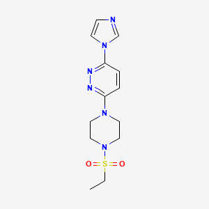 molecular formula C13H18N6O2S B2473263 3-(4-(乙磺酰基)哌嗪-1-基)-6-(1H-咪唑-1-基)吡啶二嗪 CAS No. 1351621-18-5
