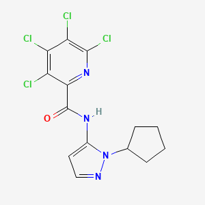 molecular formula C14H12Cl4N4O B2473265 3,4,5,6-tetrachloro-N-(1-cyclopentyl-1H-pyrazol-5-yl)pyridine-2-carboxamide CAS No. 1015917-24-4