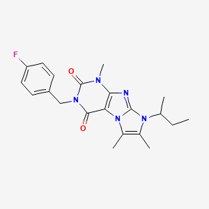 3-[(4-Fluorophenyl)methyl]-1,6,7-trimethyl-8-(methylpropyl)-1,3,5-trihydro-4-i midazolino[1,2-h]purine-2,4-dione