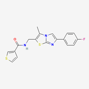 molecular formula C18H14FN3OS2 B2473276 N-((6-(4-fluorophenyl)-3-methylimidazo[2,1-b]thiazol-2-yl)methyl)thiophene-3-carboxamide CAS No. 1421480-77-4