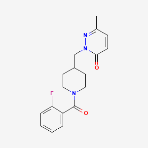 molecular formula C18H20FN3O2 B2473277 2-((1-(2-fluorobenzoyl)piperidin-4-yl)methyl)-6-methylpyridazin-3(2H)-one CAS No. 2320380-88-7