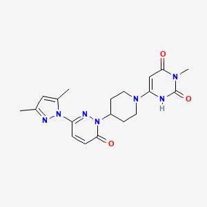 molecular formula C19H23N7O3 B2473280 6-[4-[3-(3,5-Dimethylpyrazol-1-yl)-6-oxopyridazin-1-yl]piperidin-1-yl]-3-methyl-1H-pyrimidine-2,4-dione CAS No. 2380009-16-3