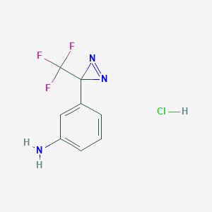 molecular formula C8H7ClF3N3 B2473282 3-(3-(三氟甲基)-3H-二氮杂环丙-3-基)苯胺盐酸盐 CAS No. 196820-30-1
