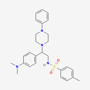 molecular formula C27H34N4O2S B2473290 N-(2-(4-(dimethylamino)phenyl)-2-(4-phenylpiperazin-1-yl)ethyl)-4-methylbenzenesulfonamide CAS No. 932293-41-9