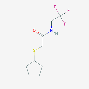 molecular formula C9H14F3NOS B2473291 2-Cyclopentylsulfanyl-N-(2,2,2-trifluoroethyl)acetamide CAS No. 2327086-28-0
