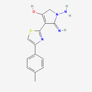 molecular formula C14H14N4OS B2473293 1,5-diamino-4-[4-(4-methylphenyl)-1,3-thiazol-2-yl]-1,2-dihydro-3H-pyrrol-3-one CAS No. 327103-33-3