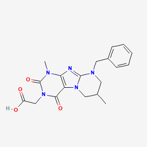 molecular formula C19H21N5O4 B2473297 2-(9-benzyl-1,7-dimethyl-2,4-dioxo-7,8-dihydro-6H-purino[7,8-a]pyrimidin-3-yl)acetic acid CAS No. 878736-35-7