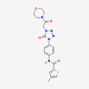 molecular formula C19H20N6O4S B2473298 4-methyl-N-(4-(4-(2-morpholino-2-oxoethyl)-5-oxo-4,5-dihydro-1H-tetrazol-1-yl)phenyl)thiophene-2-carboxamide CAS No. 1396792-59-8