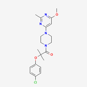 molecular formula C20H25ClN4O3 B2473299 2-(4-氯苯氧基)-1-[4-(6-甲氧基-2-甲基嘧啶-4-基)哌嗪-1-基]-2-甲基丙烷-1-酮 CAS No. 1251560-06-1