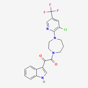 molecular formula C21H18ClF3N4O2 B2473300 1-[4-[3-氯-5-(三氟甲基)吡啶-2-基]-1,4-二氮杂环戊烷-1-基]-2-(1H-吲哚-3-基)乙烷-1,2-二酮 CAS No. 497061-32-2