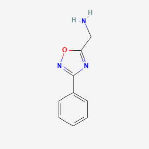 molecular formula C9H9N3O B2473304 (3-Phenyl-1,2,4-oxadiazol-5-yl)methanamine CAS No. 1216872-37-5; 90564-77-5