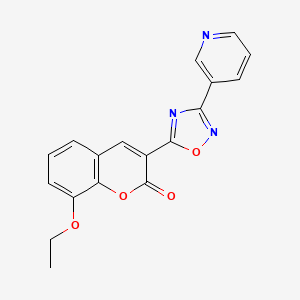 molecular formula C18H13N3O4 B2473306 8-ethoxy-3-(3-pyridin-3-yl-1,2,4-oxadiazol-5-yl)-2H-chromen-2-one CAS No. 892754-99-3