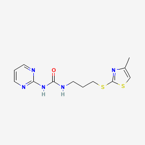 molecular formula C12H15N5OS2 B2473311 1-(3-((4-Methylthiazol-2-yl)thio)propyl)-3-(pyrimidin-2-yl)urea CAS No. 899968-83-3