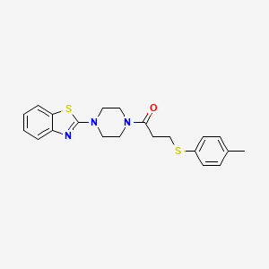 molecular formula C21H23N3OS2 B2473315 2-(4-{3-[(4-Methylphenyl)thio]propanoyl}piperazin-1-yl)-1,3-benzothiazole CAS No. 887462-26-2
