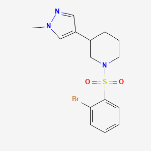 molecular formula C15H18BrN3O2S B2473320 1-(2-Bromophenyl)sulfonyl-3-(1-methylpyrazol-4-yl)piperidine CAS No. 2310123-01-2