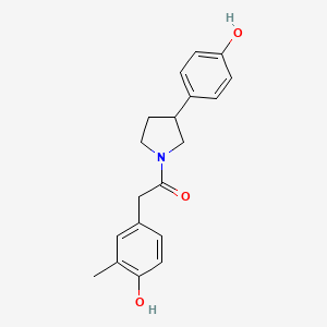 molecular formula C19H21NO3 B2473332 2-(4-Hydroxy-3-methylphenyl)-1-(3-(4-hydroxyphenyl)pyrrolidin-1-yl)ethanone CAS No. 2034320-80-2
