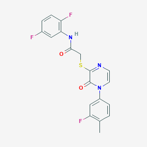 molecular formula C19H14F3N3O2S B2473348 N-(2,5-difluorophenyl)-2-((4-(3-fluoro-4-methylphenyl)-3-oxo-3,4-dihydropyrazin-2-yl)thio)acetamide CAS No. 899944-79-7