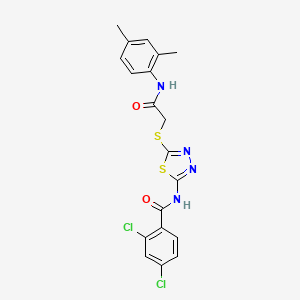 molecular formula C19H16Cl2N4O2S2 B2473357 2,4-dichloro-N-[5-[2-(2,4-dimethylanilino)-2-oxoethyl]sulfanyl-1,3,4-thiadiazol-2-yl]benzamide CAS No. 392295-89-5