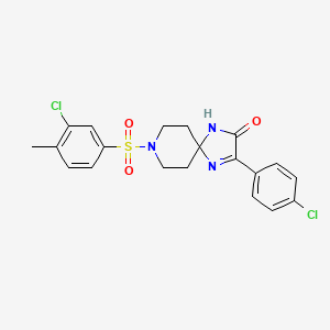 molecular formula C20H19Cl2N3O3S B2473368 8-((3-Chloro-4-methylphenyl)sulfonyl)-3-(4-chlorophenyl)-1,4,8-triazaspiro[4.5]dec-3-en-2-one CAS No. 1215751-08-8