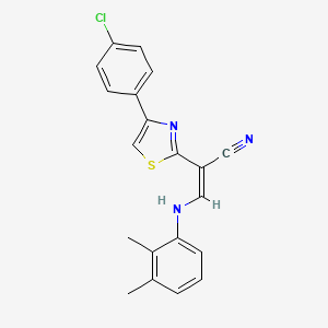 molecular formula C20H16ClN3S B2473374 (Z)-2-(4-(4-chlorophenyl)thiazol-2-yl)-3-((2,3-dimethylphenyl)amino)acrylonitrile CAS No. 477186-85-9