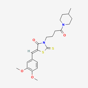 (Z)-5-(3,4-dimethoxybenzylidene)-3-(4-(4-methylpiperidin-1-yl)-4-oxobutyl)-2-thioxothiazolidin-4-one