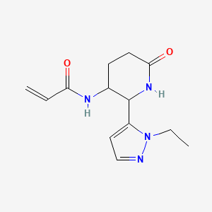 molecular formula C13H18N4O2 B2473387 N-[2-(2-Ethylpyrazol-3-yl)-6-oxopiperidin-3-yl]prop-2-enamide CAS No. 2305278-05-9